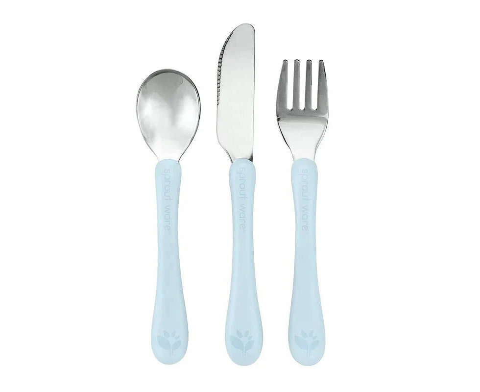 Green Sprouts | Cutlery Set KIds Stainless Steel - 12+ Months - Light Blueberry