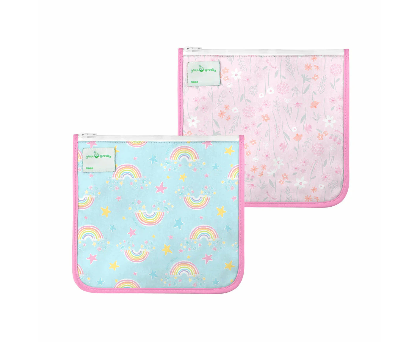 Green Sprouts | Sandwich Bags Reusable Insulated (2 pack) - Aqua Rainbows