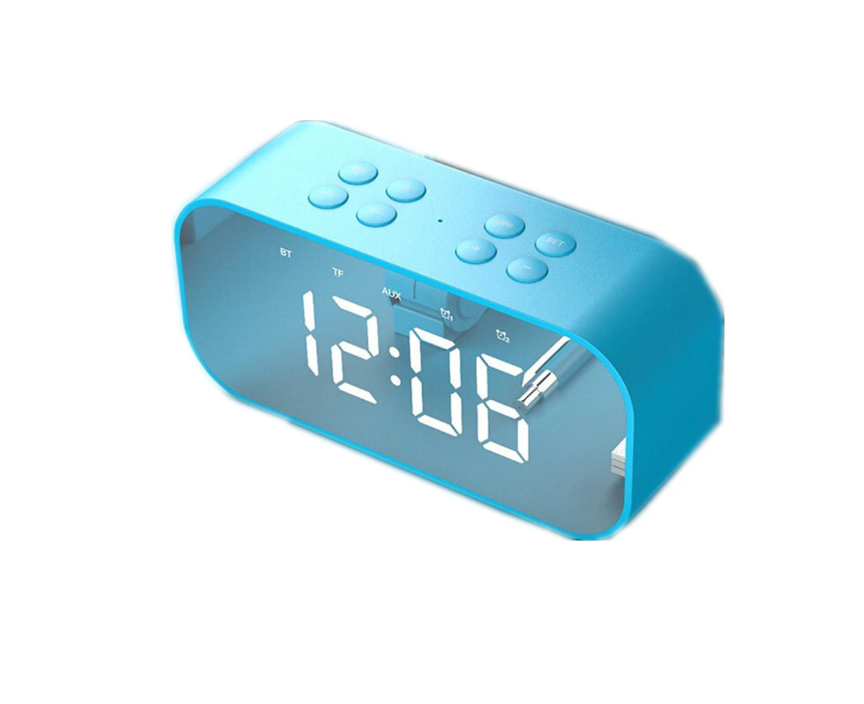 Alarm Clock Radio With Wireless Bluetooth Speaker Fm Radio Night Light Home Bedroom Kitchen Office Kids Blue