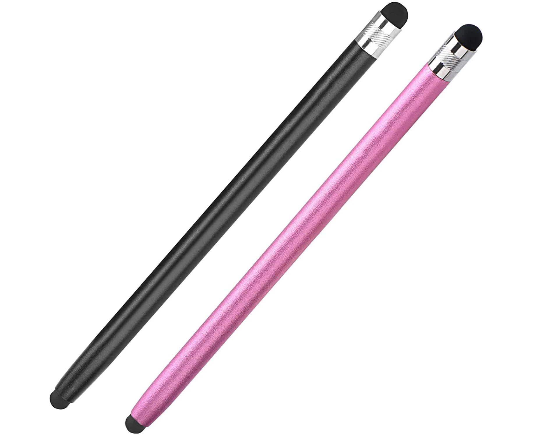 Stylus Pens for Touch Screens (2 Pcs), Sensitivity Capacitive Stylus 2 in 1 Touch Screen Pen  for iPad iPhone Tablets Samsung Galaxy - Black/Rose Gold