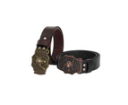 Cowhide Belt Cowhide Punk Western Cowboy Men's Wide Belt Fashionable European and American Long Belt