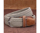 Men Women Fashion Braided Elastic Stretch Metal Buckle Belt Strap-Black