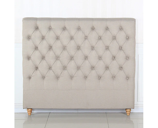 Bed Head King Size French Provincial Headboard Upholsterd Fabric Beige