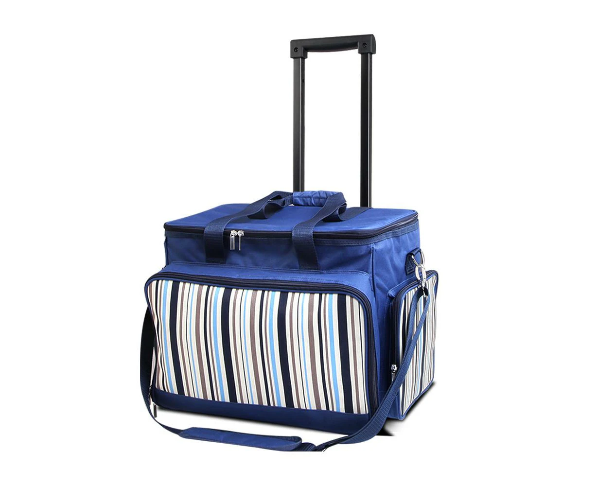 Alfresco 6 Person Picnic Bag Trolley Set - Blue