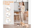 Adjustable Safety Gate 75-123CM Extra Wide, Dog/Baby Gate for Stairs Easy Walk Thru Auto Close, Pressure Mounted, Include 12cm, 24cm Extension Kit