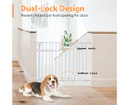 Adjustable Safety Gate 75-123CM Extra Wide, Dog/Baby Gate for Stairs Easy Walk Thru Auto Close, Pressure Mounted, Include 12cm, 24cm Extension Kit