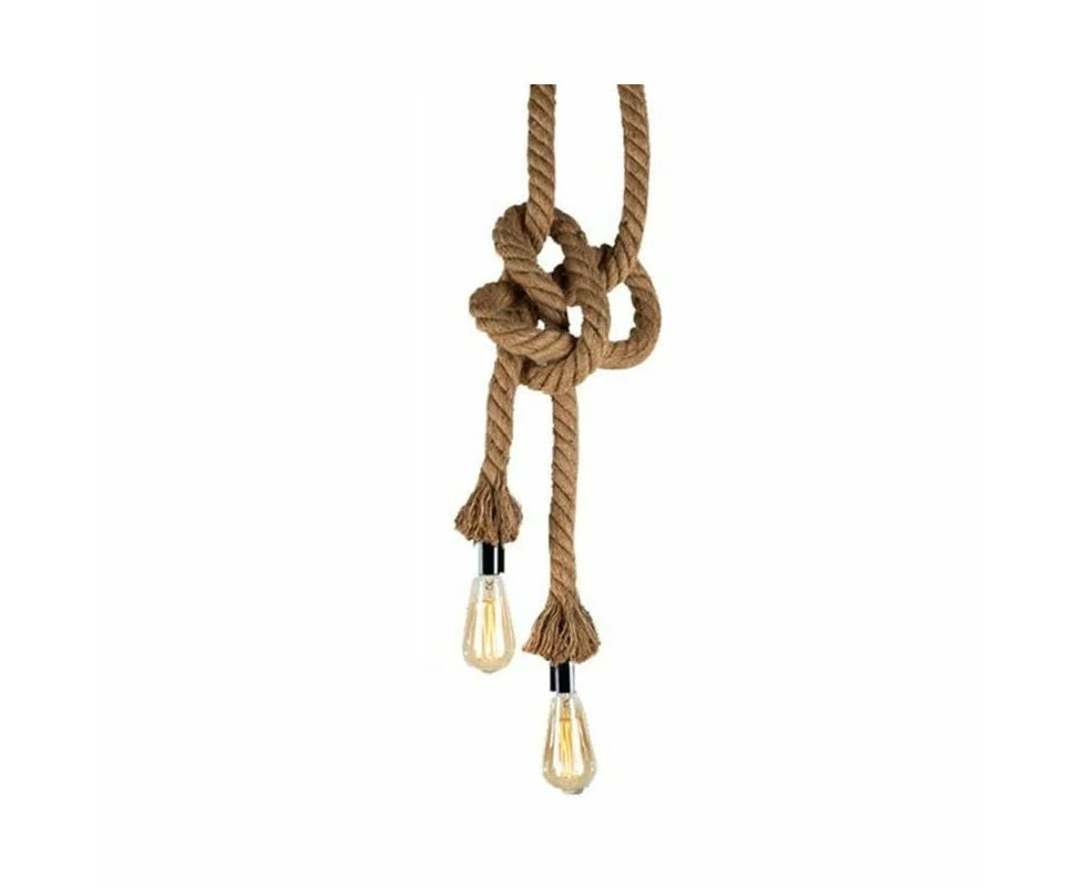 4M Vintage Hemp Rope Pendant Light DIY Double Socket E27 Retro Light Fixture Lamp for Restaurant Bar Cafe Lighting 2M+2M