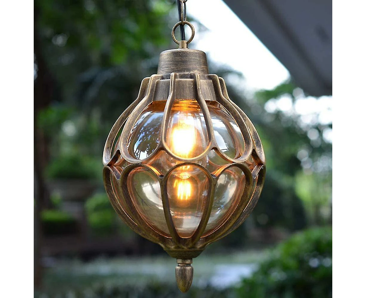 Outdoor Pendant Lantern, Waterproof Hanging Ceiling Light With Glass Globe, Postmodern Lamping For Restaurant, Bar