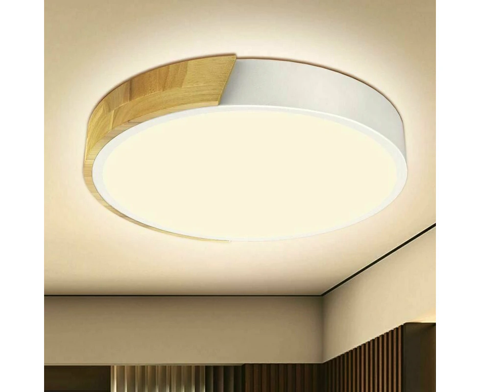 18W LED Ceiling Light with Wood - Modern Round Design, Neutral White 4500K, 30cm, 220V, for Bedroom, Living Room, Balcony, Kitchen, Children's Room