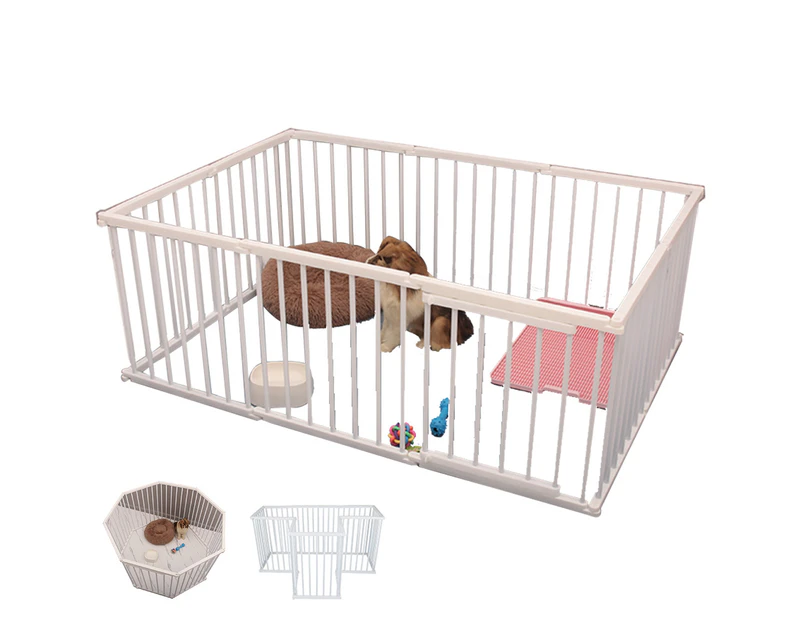 BJWD Dog Playpen Enclosure Portable Panel Pet Playpen Fold Puppy Exercise Play Fence 8Panels