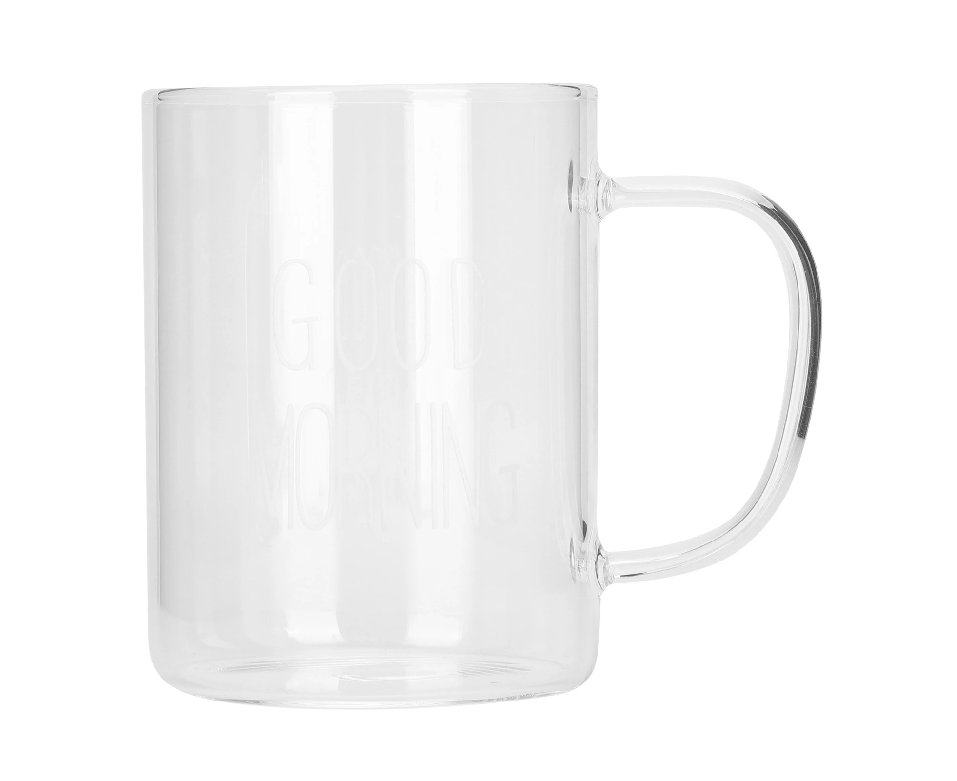 350ml Transparent Milk Coffee Mug with Handle, Glass Water Cup for Kitchen Drinkware, White Letter