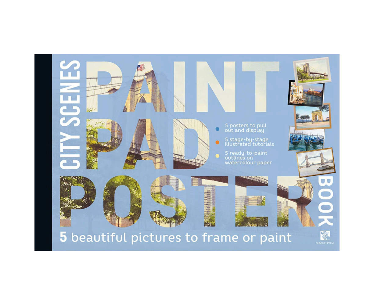 Search Press Paint Pad Poster Book City Scenes 40-Pages Paperback Book