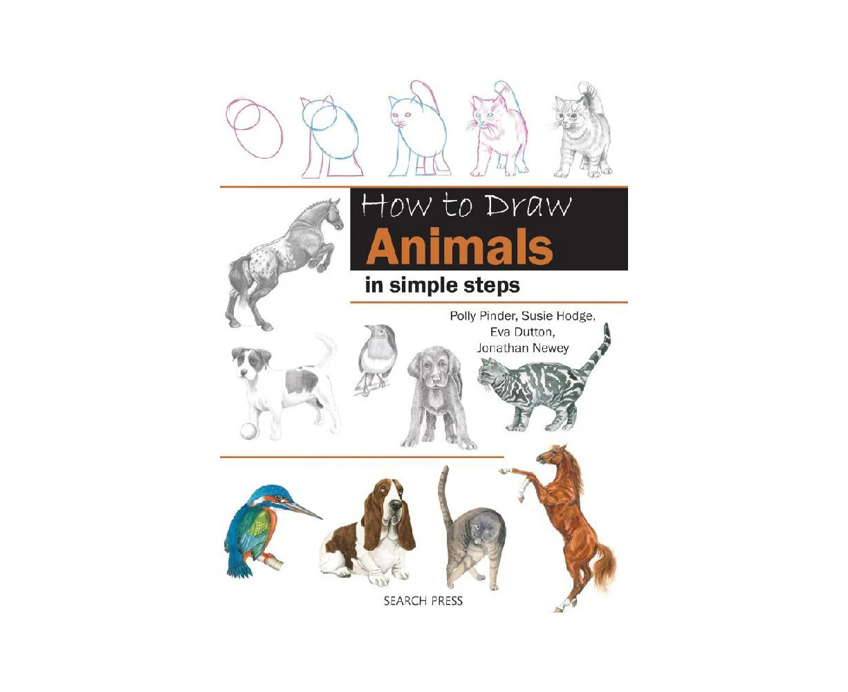 Search Press How To Draw Animals In Simple Steps Paperback Learning Book 288-Pg