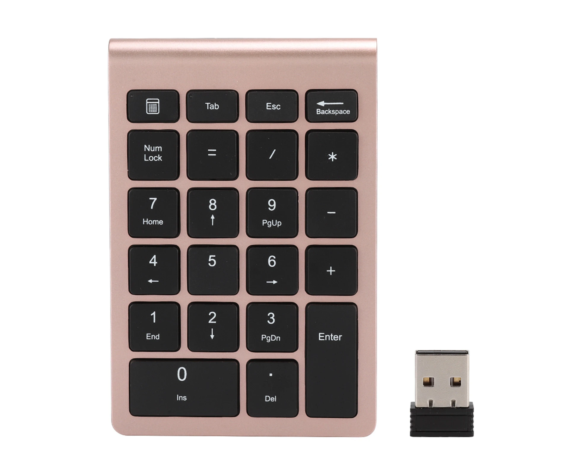 RF304 22-Key Numeric Keypad USB 2.4G Wireless Mini Keyboard with Receiver Rose Gold