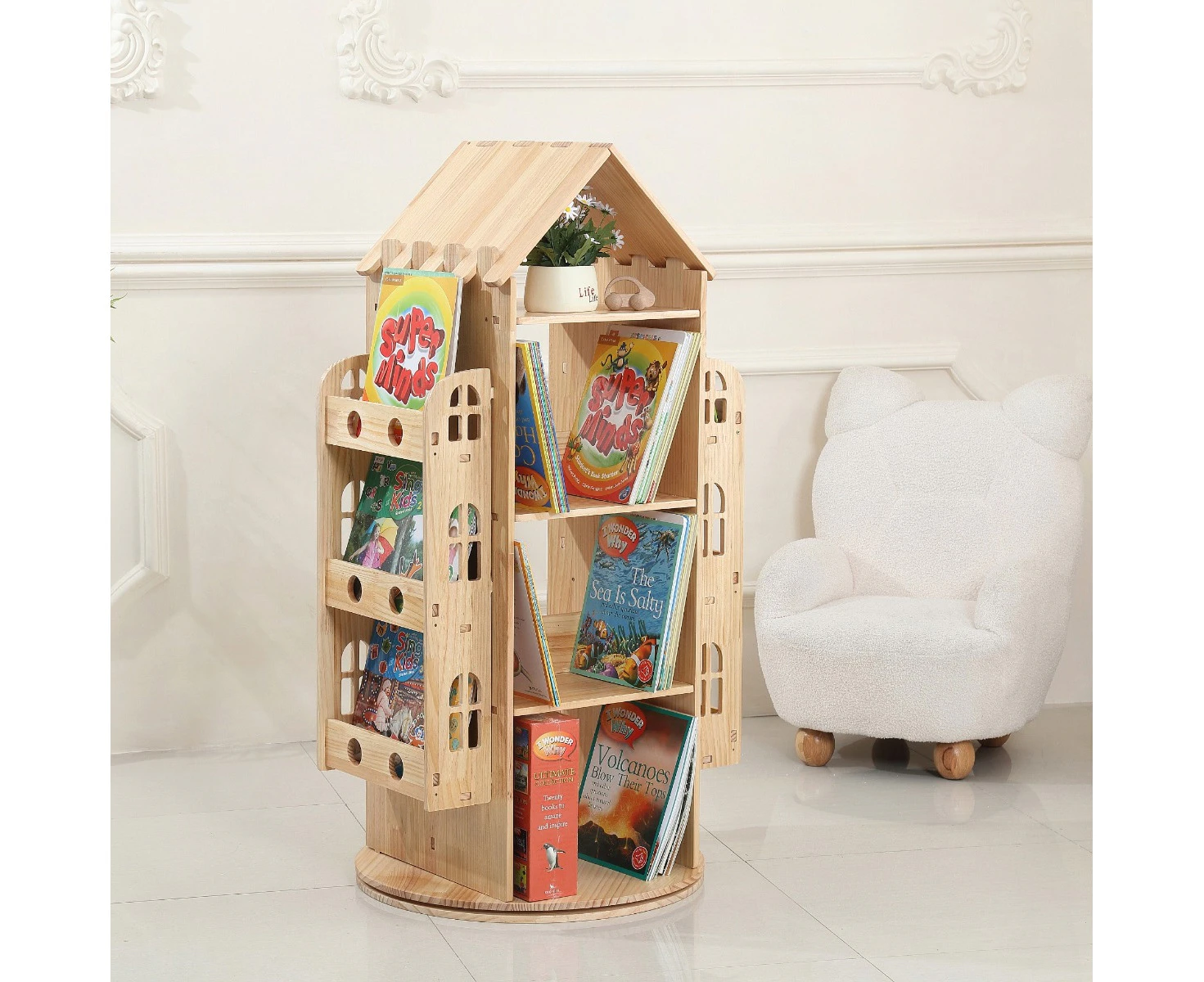 All 4 Kids Rowan Solid Timber Revolving Bookcase