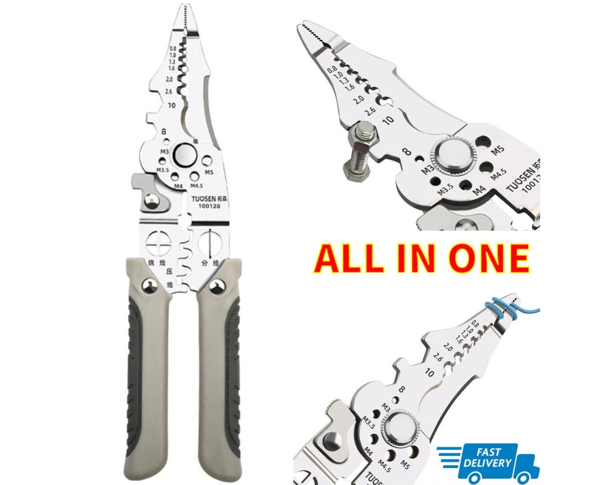 9 in 1 Multifunctional Wire Stripper Crimper Cable Pliers Adjustable Automatic Wire Stripper Terminal Hand Tool Wire Cutting Pliers