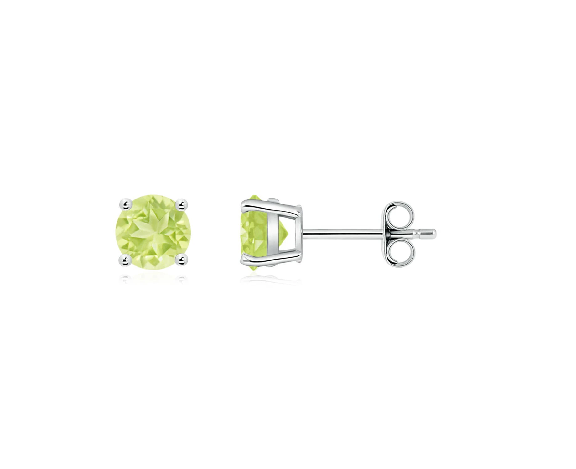 Angara Natural Basket-Set Round 1.1ct Peridot Stud Earrings in 925 Sterling Silver for Women (Size: 5mm | Grade: A) | August Birthstone Jewellery for Her