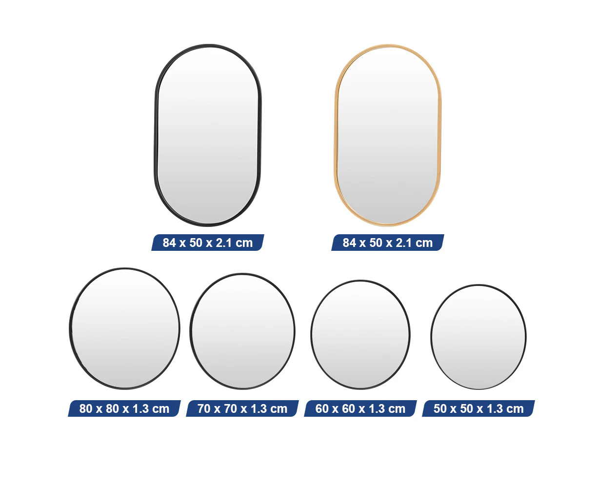 ProPulse Round/Oval Wall Mirror Bathroom Makeup Home Decor Metal Frame