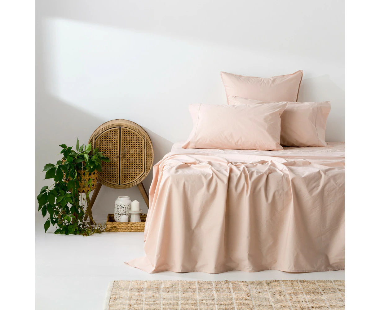 In2linen Organic Cotton 300T/C Fitted Sheet | Blush/Pink