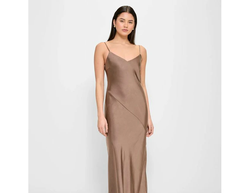 Bias Cut Satin Slip Midi Dress - Lily Loves