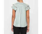 Flutter Sleeve Shirred Blouse - Preview