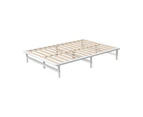 Oikiture Wooden Bed Frame Queen Solid Pine Timber Platform White