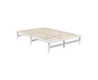 Oikiture Wooden Bed Frame Queen Solid Pine Timber Platform White