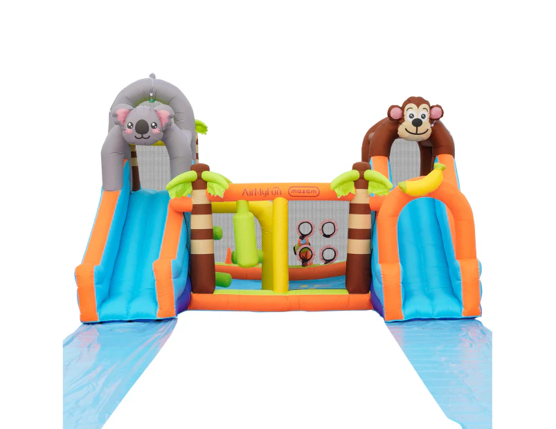 AirMyFun 12 Play Zones Inflatable Dual Water Slide Animal Theme Jumping Castle