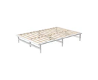 Oikiture Wooden Bed Frame Double Solid Pine Timber Platform White