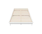 Oikiture Wooden Bed Frame Queen Solid Pine Timber Platform White