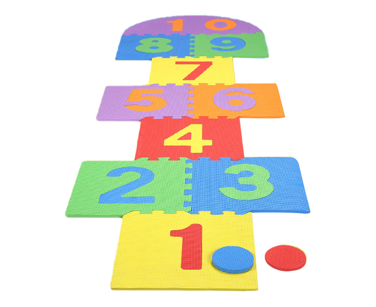 10 pcs Children Giant Hopscotch Mat Game(Numbers 1-10) Kids Soft EVA Foam Interlocking Tiles Indoor Outdoor Garden Family Game Toys