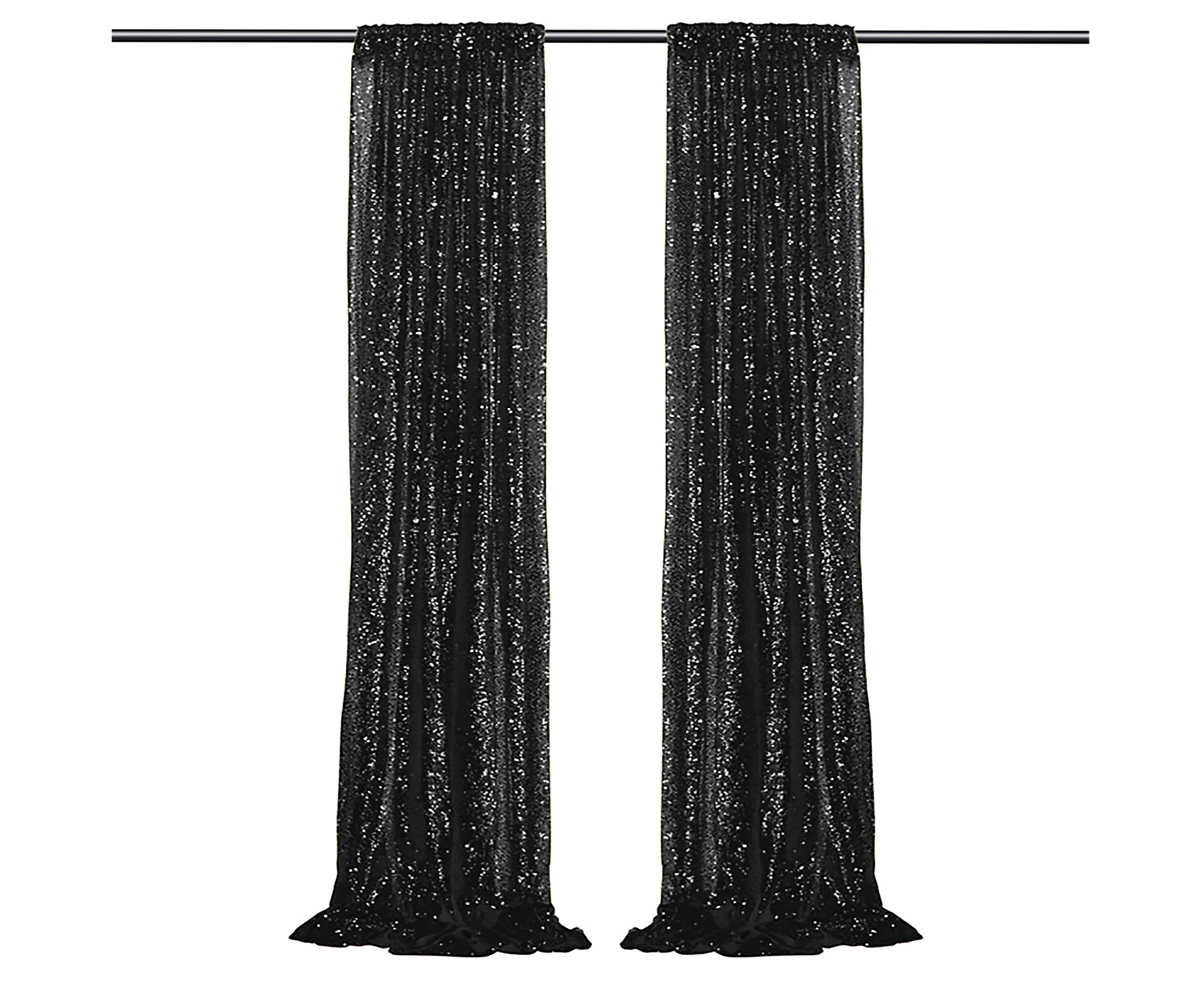 61x243cm Black Sequin Backdrop Curtains 2 Panels,Wedding Photo Backdrop Glitter Birthday Bridal Party Curtains Sparkle