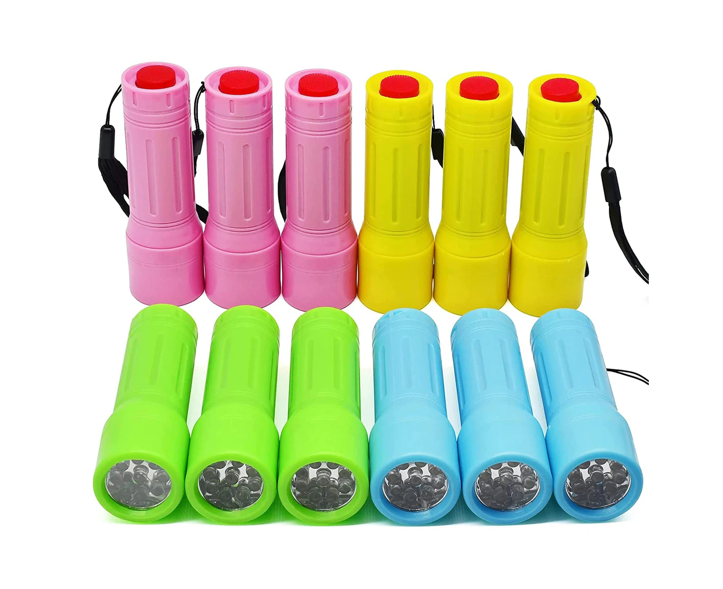 12 pack, 9 led mini flashlight set, outdoor lighting night riding camping equipment bright light mini LED plastic flashlight