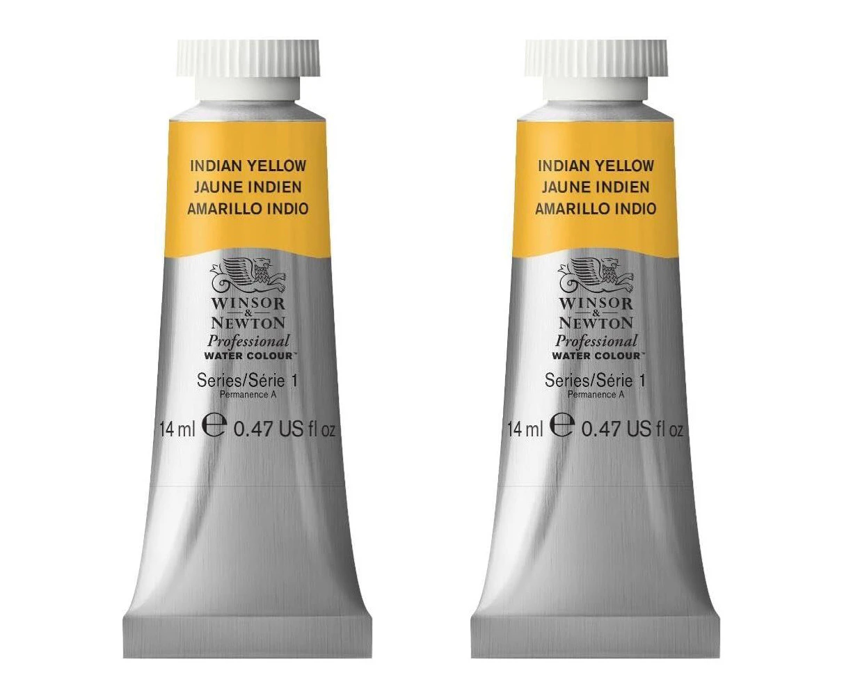 2x Winsor & Newton 14ml Professional Watercolour Art Paint Indian Yellow S1