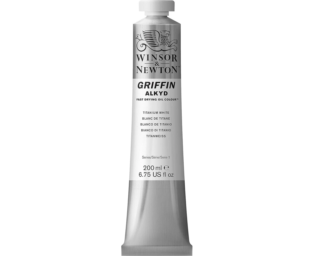 Winsor & Newton 200ml Griffin Alkyd Oil Colour Paint Tube Titanium White S1