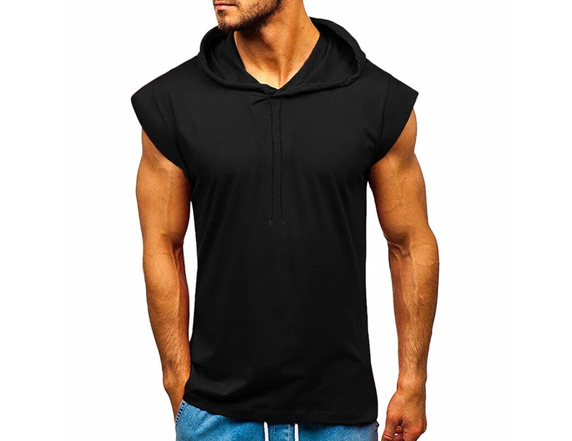 Men Summer Short Sleeve Hoodies T-Shirt Pullover Sports Casual Plain Top