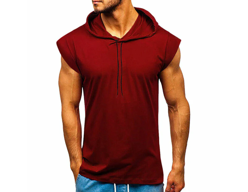 Men Summer Short Sleeve Hoodies T-Shirt Pullover Sports Casual Plain Top