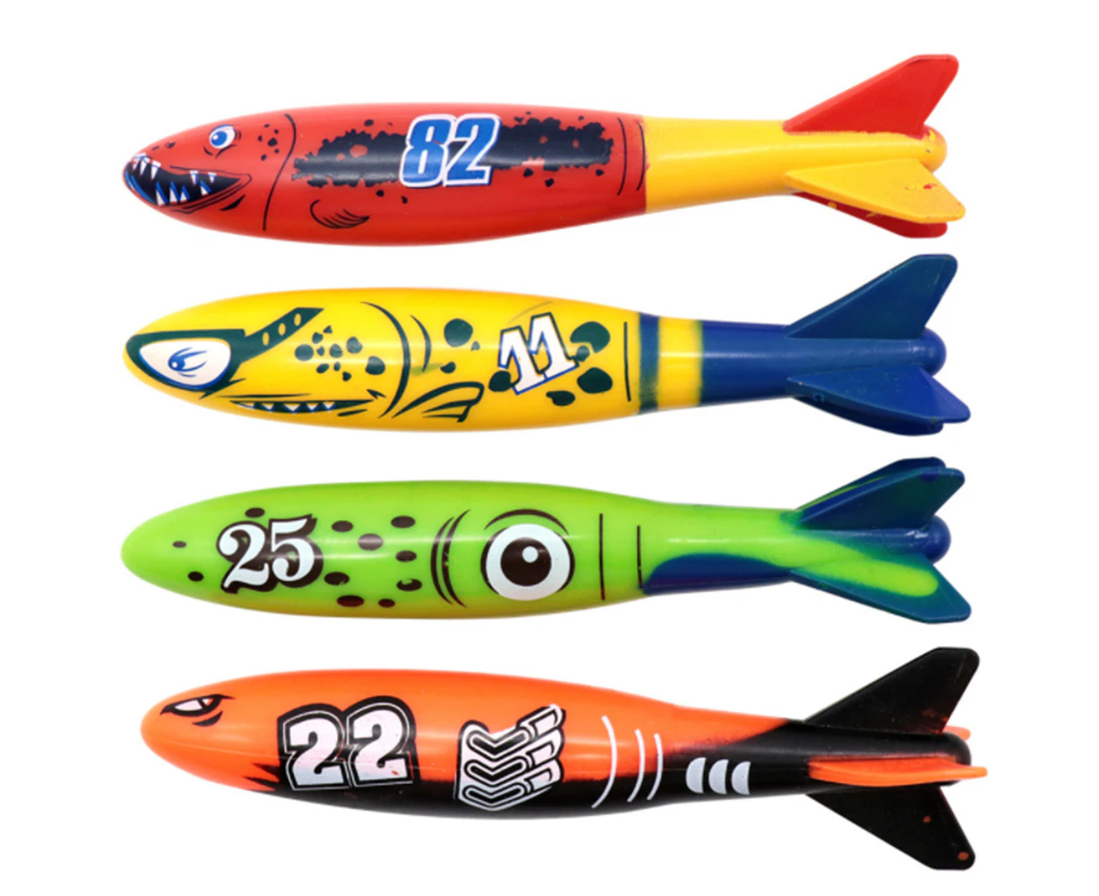 4 Pcs Underwater Diving Torpedo Bandits, Swimming Pool Toy, Fun Water Games Training Gift Set for Boys and Girls