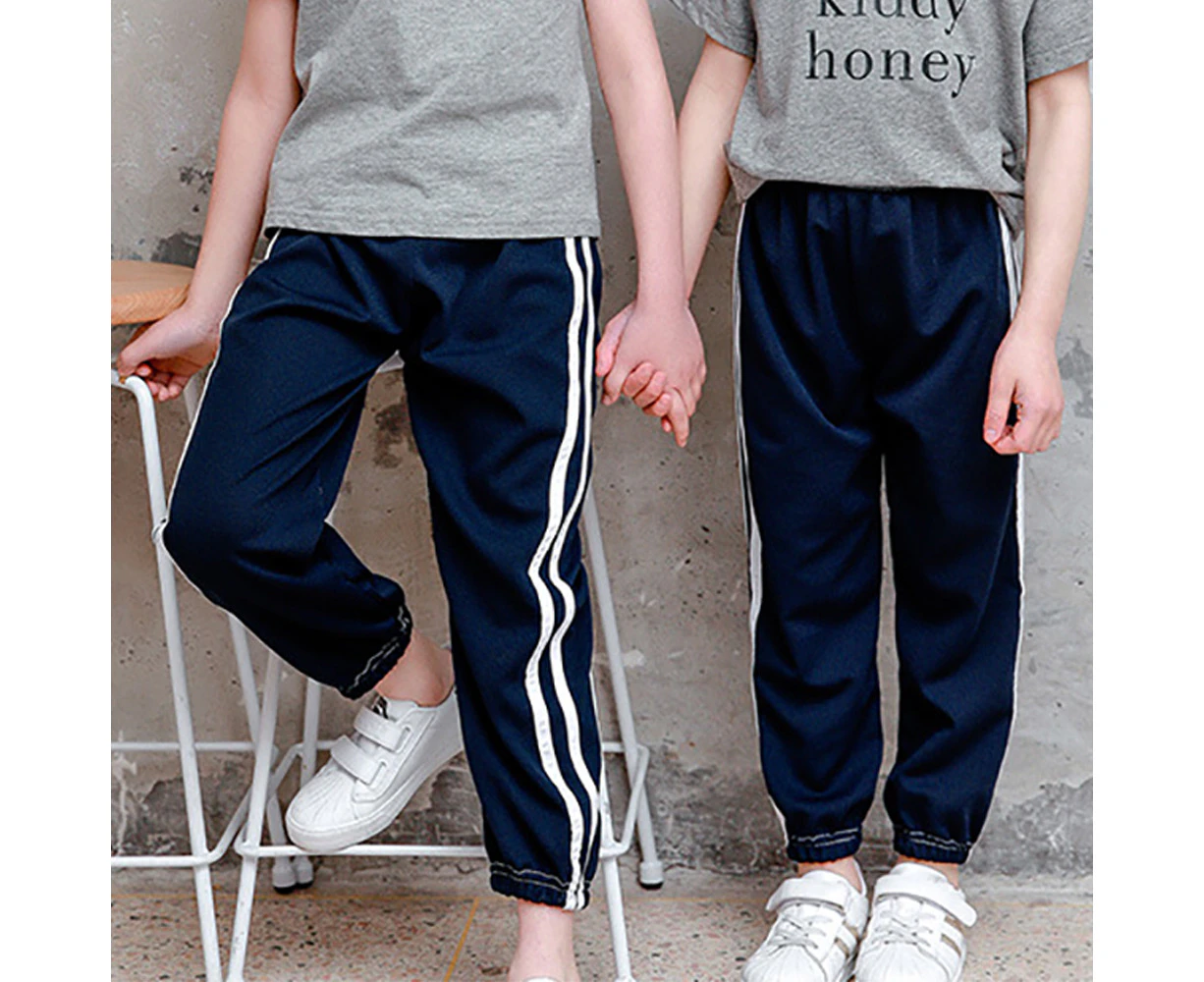 Boys Girls Kids Children Unisex Side Stripes Sweatpants Jogger Slacks Sports Pants Elastic Waisted Jogging Trousers