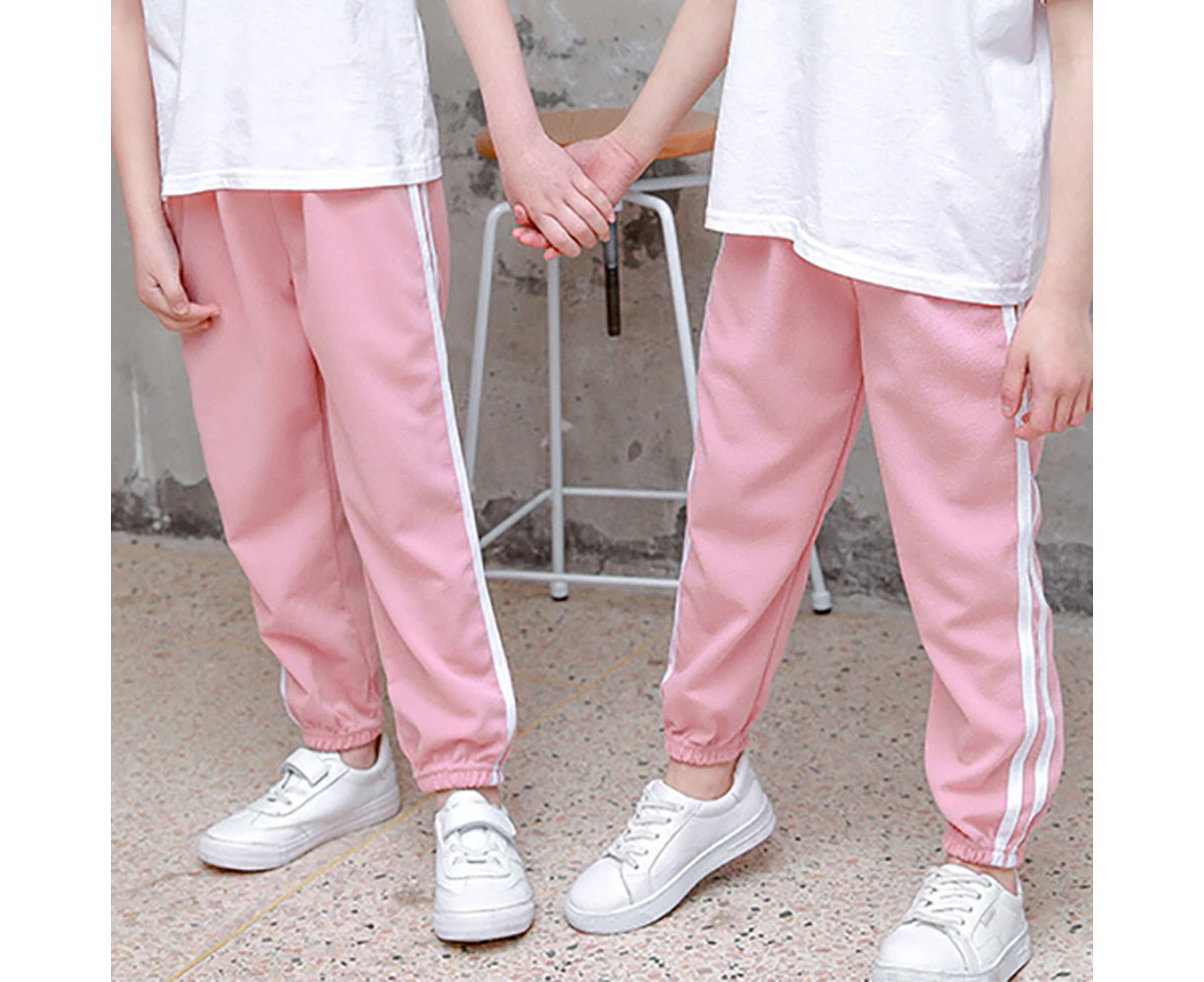 Boys Girls Kids Children Unisex Side Stripes Sweatpants Jogger Slacks Sports Pants Elastic Waisted Jogging Trousers