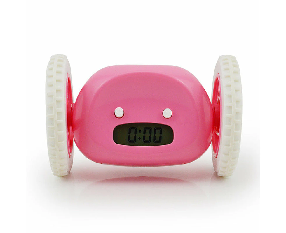 LED Running Escaping Electronic Digital Alarm Clock for Heavy Sleepers - Battery Operated - Pink