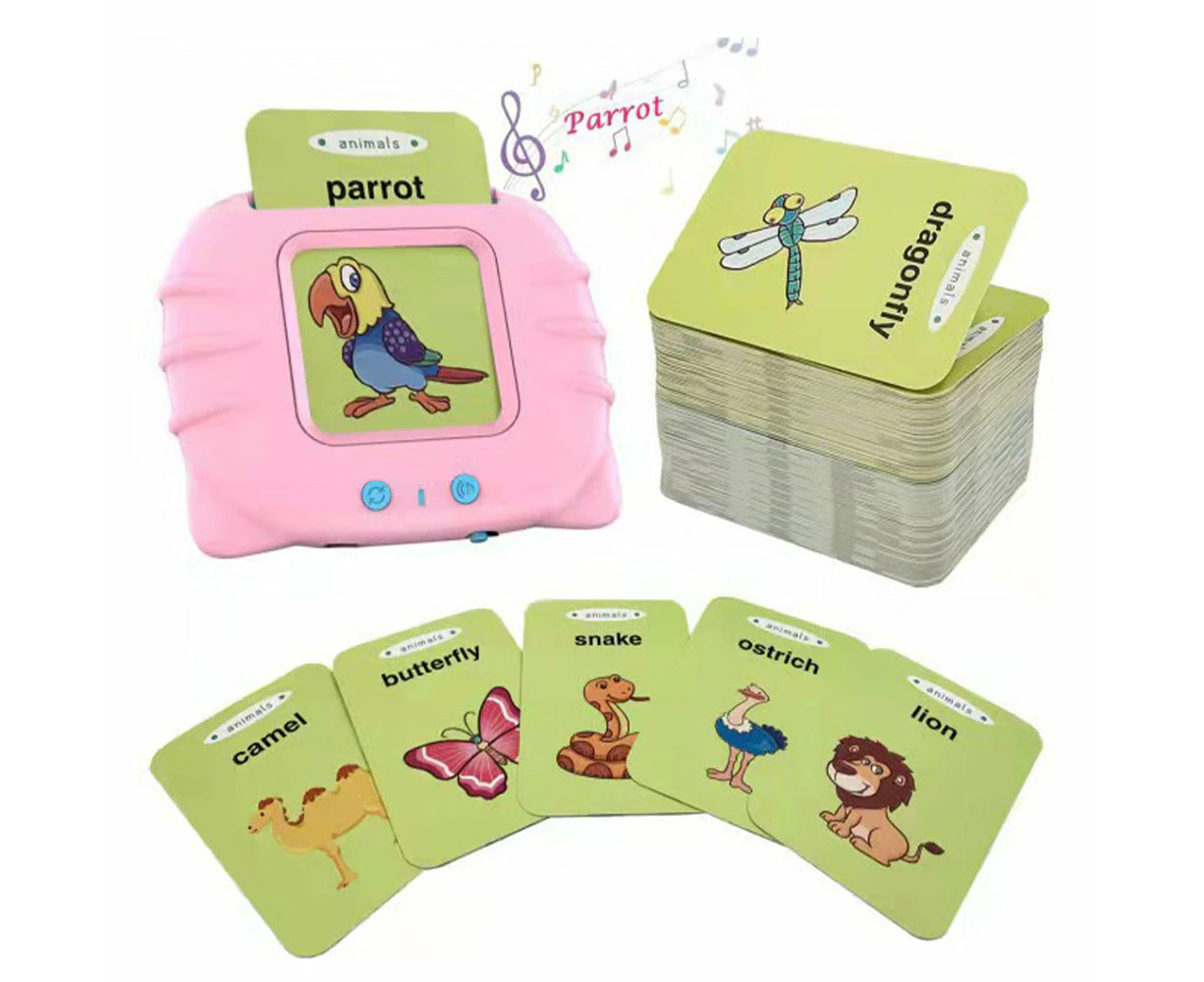 Audible Flash Cards Machine Preschool Learning Toy - USB Rechargeable - Pink