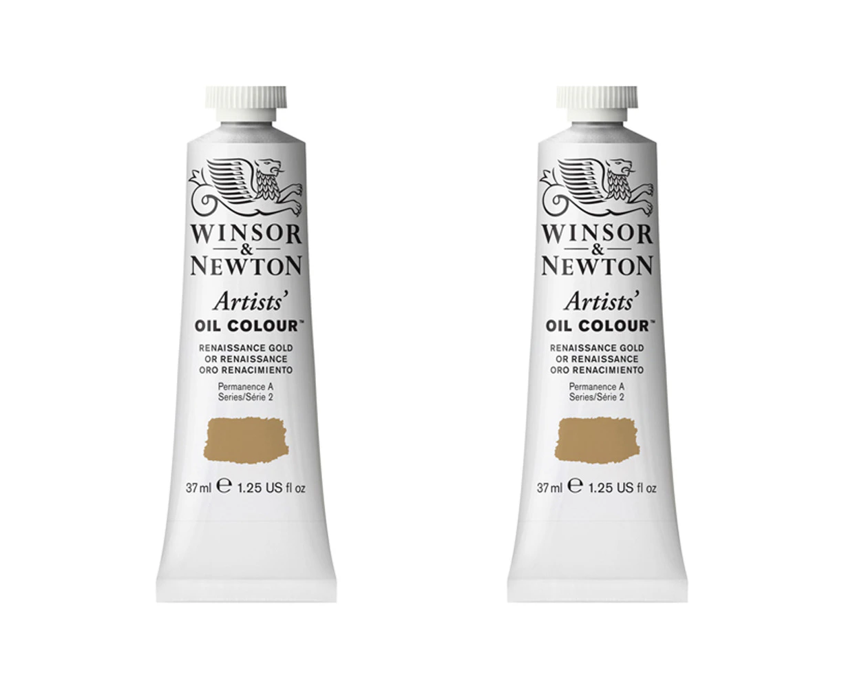 2x Winsor & Newton Artists Oil Colour 37ml Art Paint Tube Renaissance Gold S2