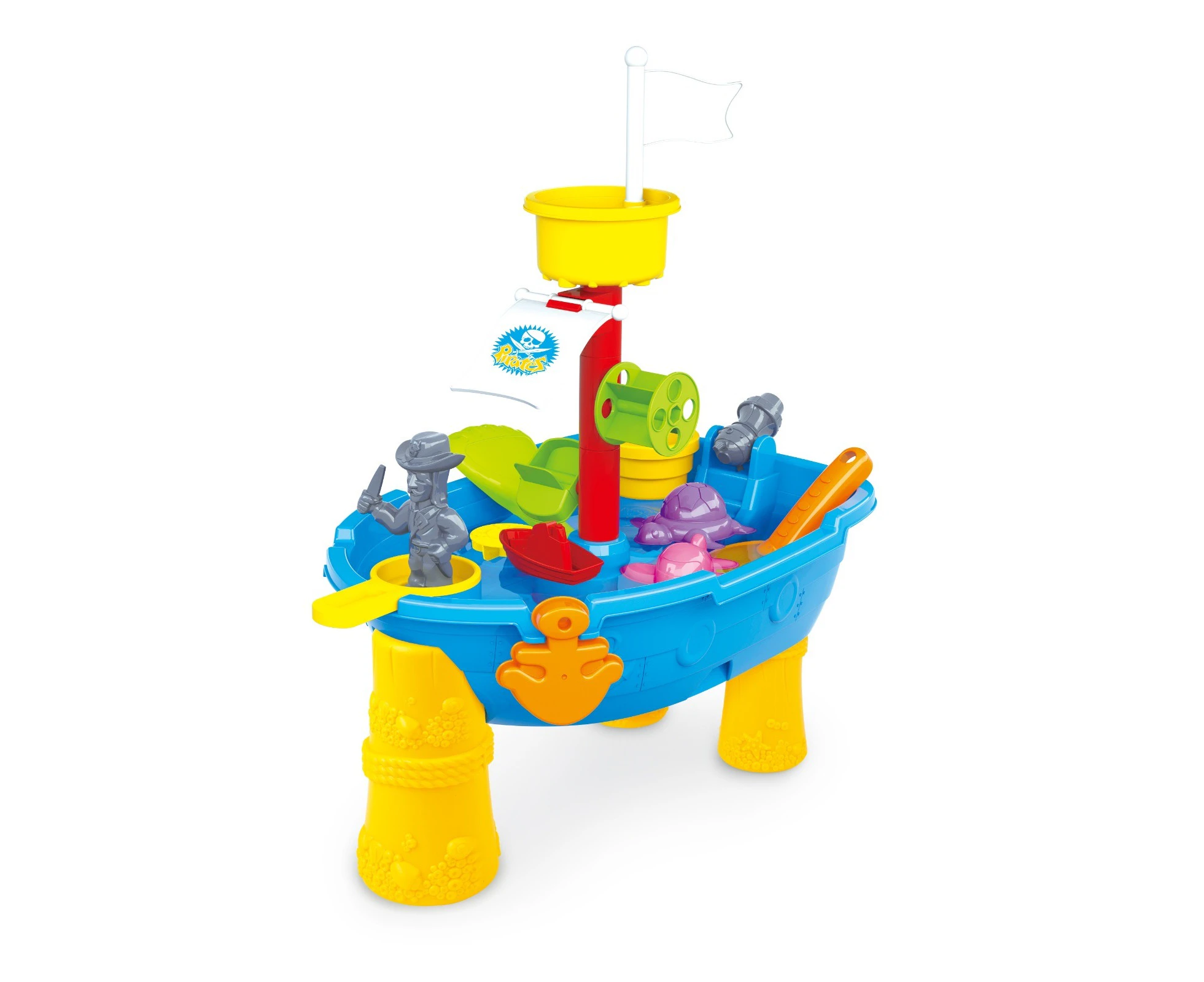 Gem Toys Pirate Ship Modelled, Sand and Water Table with 24 Accessories