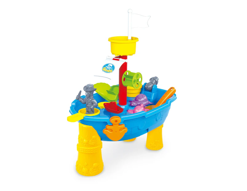 Gem Toys Pirate Ship Modelled, Sand and Water Table with 24 Accessories