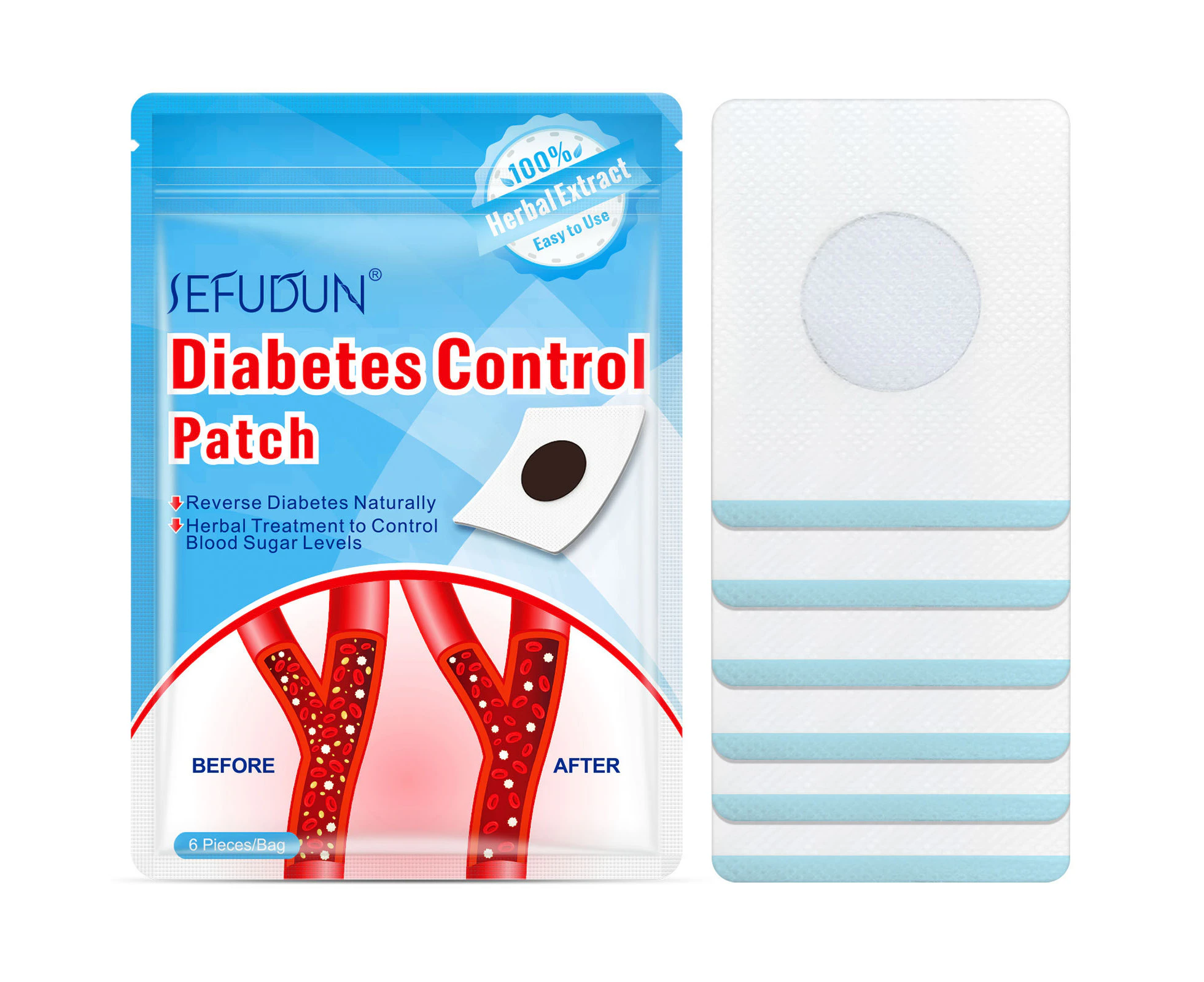 Sefudun Diabetes Control Patch Diabetes Pads Pure Natural Herbal Sticker High Blood Sugar Treatment Stabilize (6 pcs)