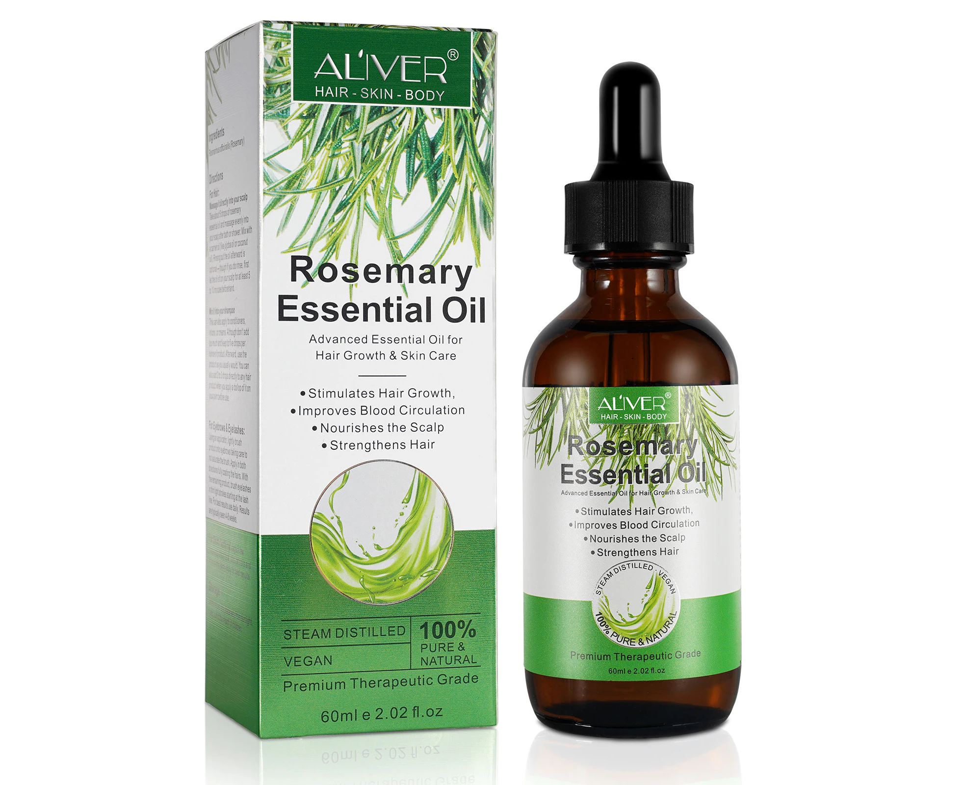 Aliver 60 ml Rosemary Essential Oil Hair Growth Anti Hair Loss Treatment Regrow Dry Scalp