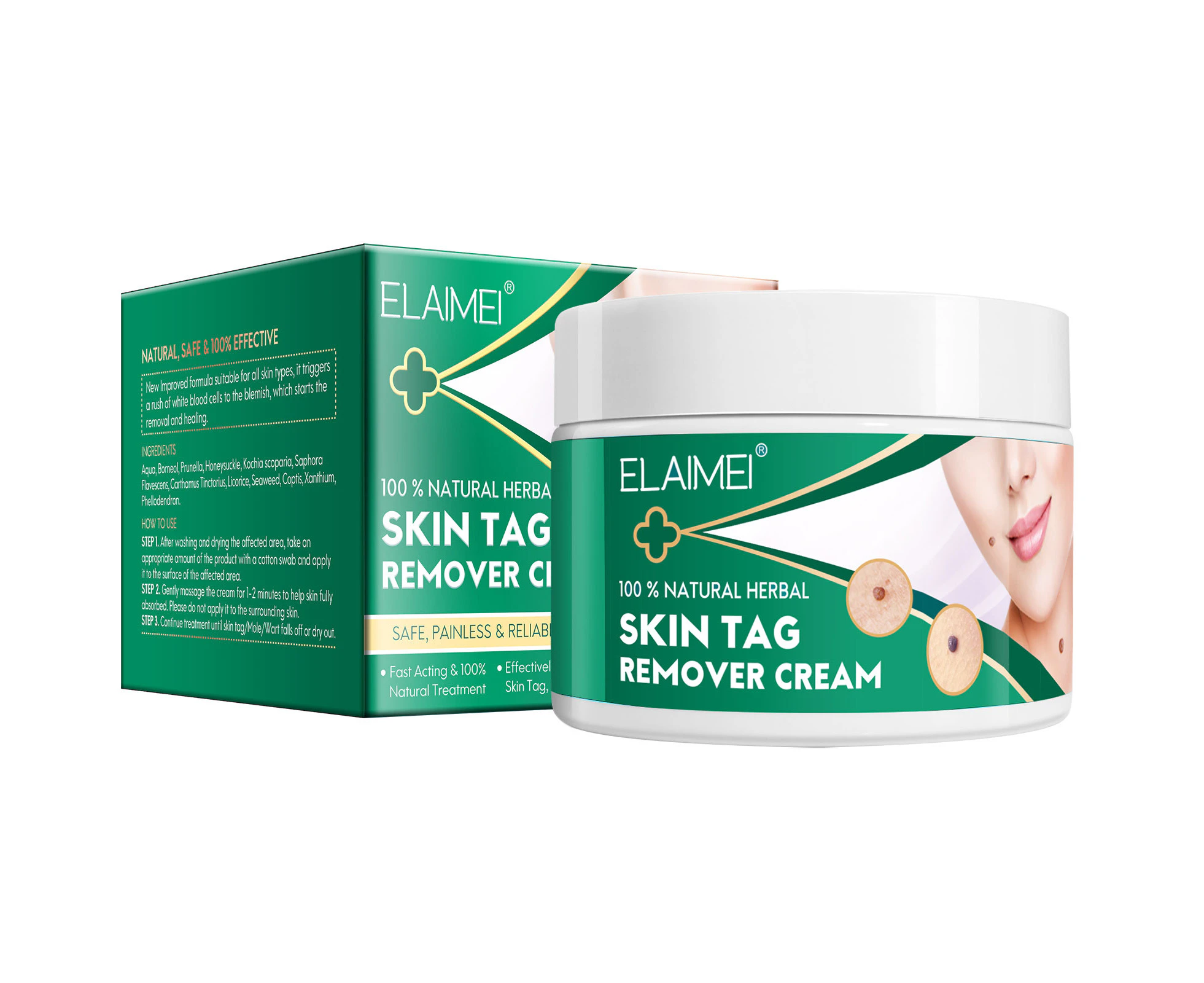 Elaimei Gentle Skin Tag Remover Wart Treatment Cream Safe Mole Removal Body Face Acne Pimple Spot Effective Micro Painless Natural Repair