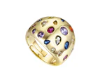 Rachel Glauber Rainbow Gemstone Cubic Zirconia Dome Ring