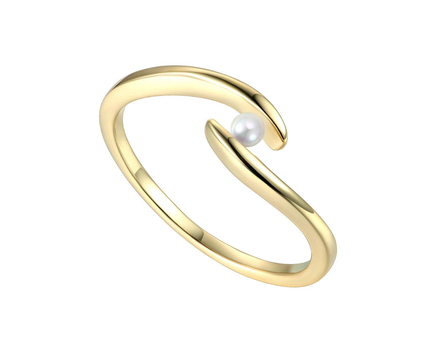 Genevive Gold Freshwater Pearl Ocean Wave Stacking Ring